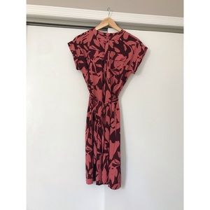 Loft Red Patterned Shirt Dress